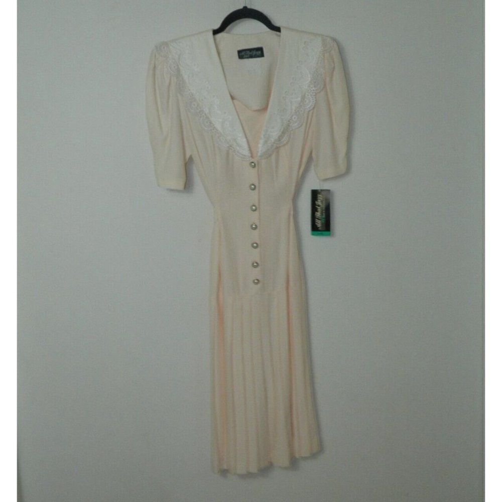 All That Jazz Dress Vintage 80's CottageCore Removable Dickie Junior Size 9/10
